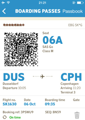 スカンジナビア航空のアプリ画像